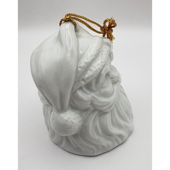 Vintage Santa Claus Bell Christmas Tree Ornament White Porcelain Face Head - Picture 5 of 8